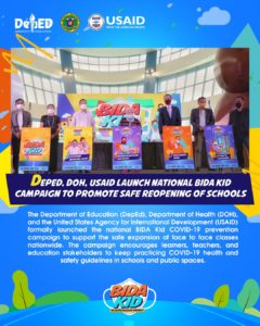 DepEd, DOH USAID launch National BIDA Kid Campaign to promote safe reopening of schools